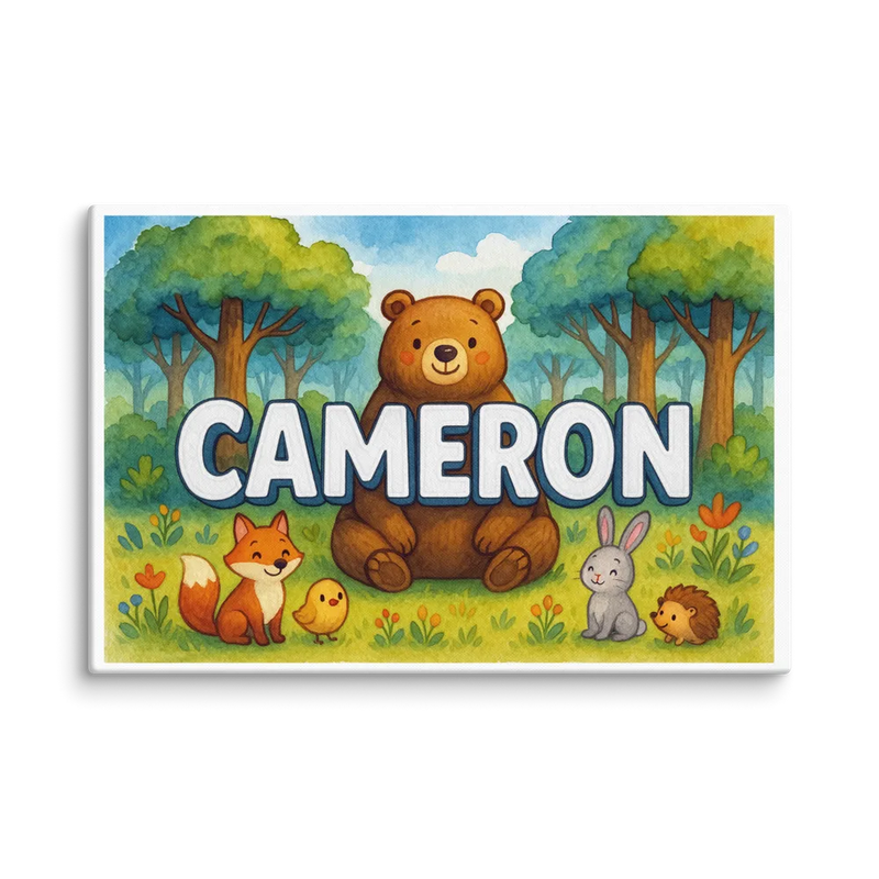 Cameron Name Art Print - Forest Friends Wall Art | ChildhoodArt