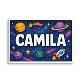 Camila Name Art - Space Explorers personalized wall print for kids