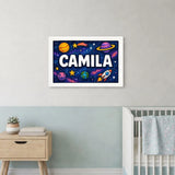 Camila Name Art - Space Explorers personalized wall print for kids