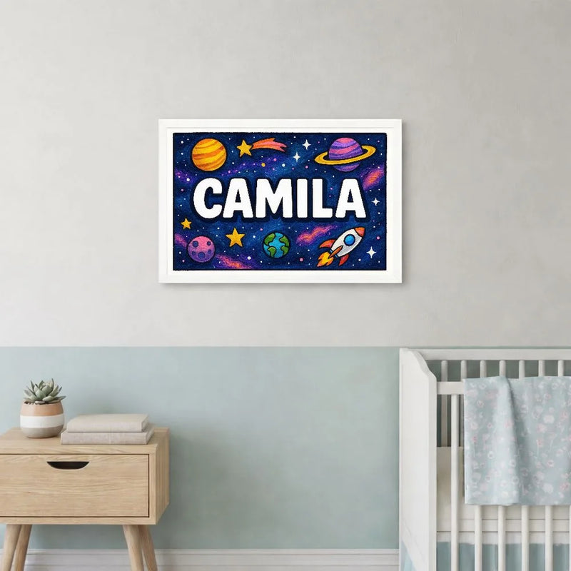 Camila Name Art - Space Explorers personalized wall print for kids