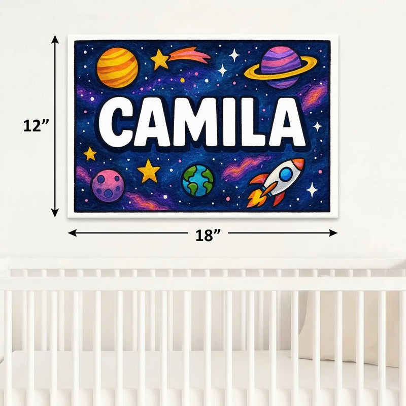 Camila Name Art - Space Explorers personalized wall print for kids