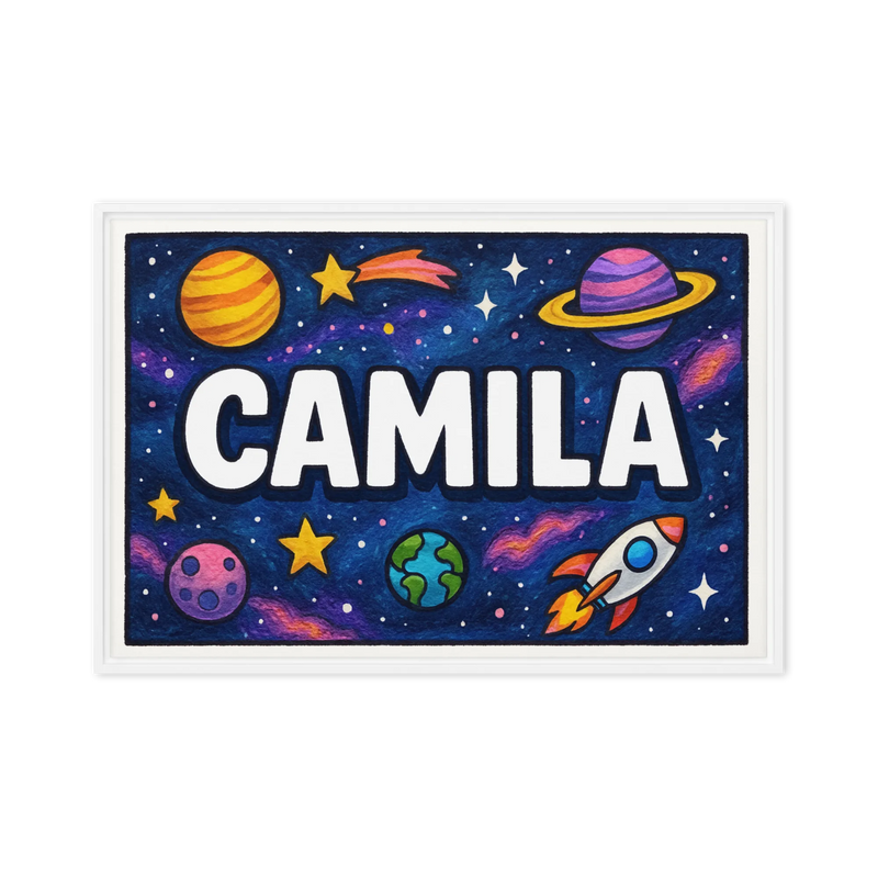 Camila Name Art - Space Explorers personalized wall print for kids