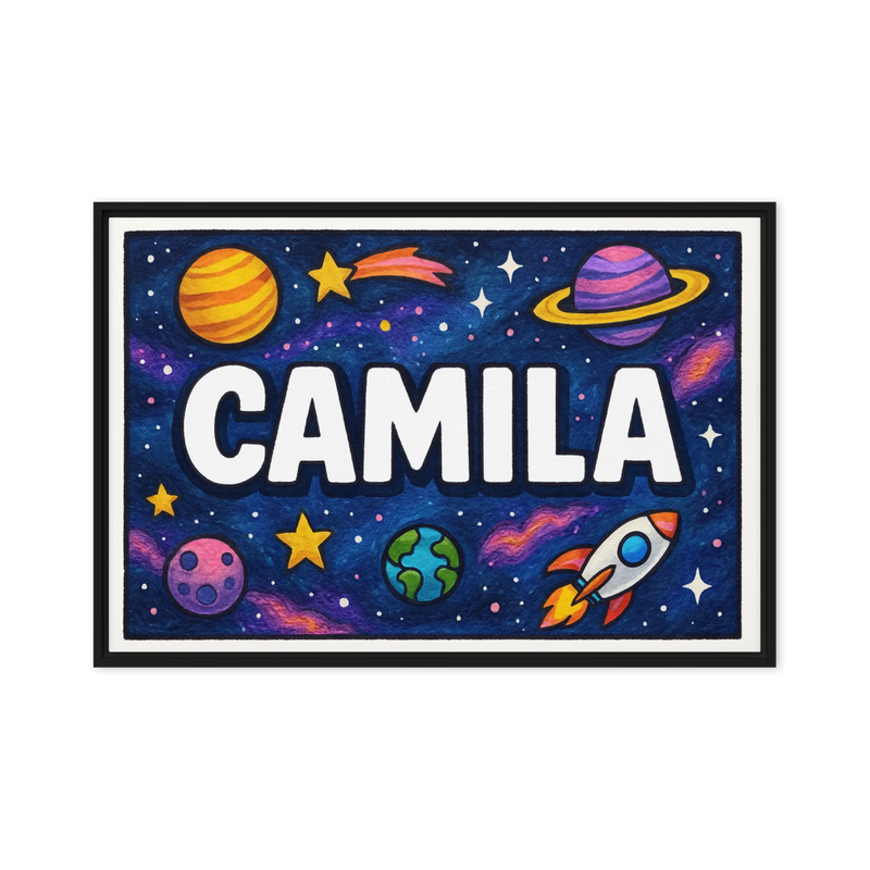 Camila Name Art - Space Explorers personalized wall print for kids