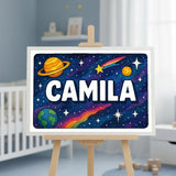 Camila Name Art - Space Explorers personalized wall print for kids