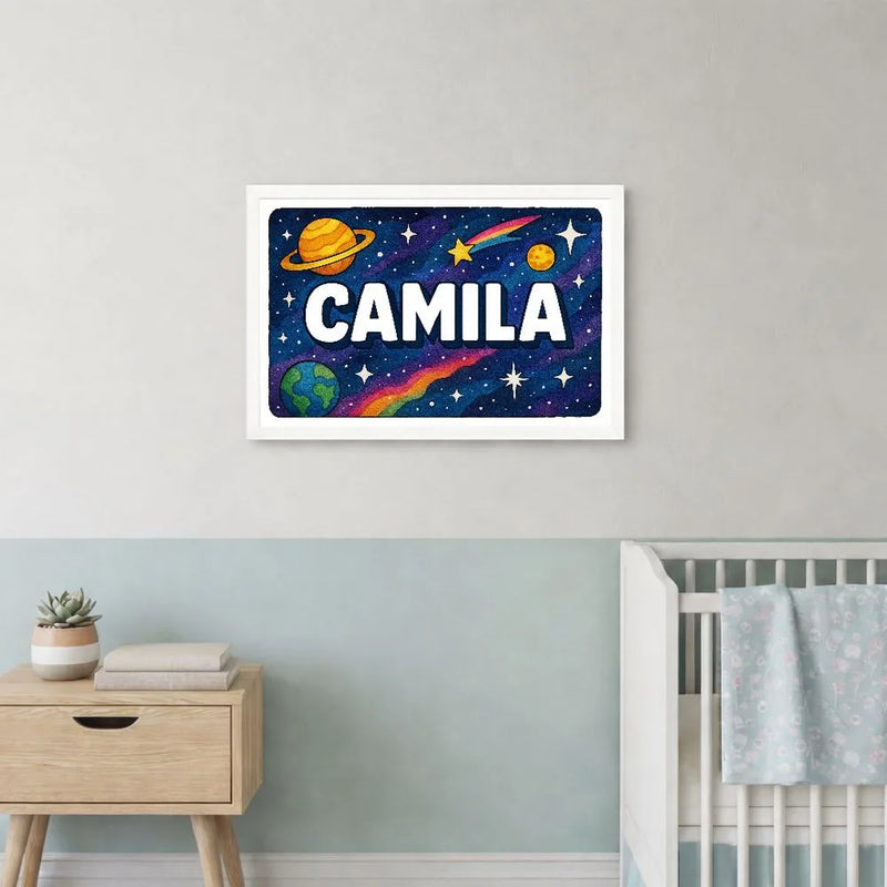 Camila Name Art - Space Explorers personalized wall print for kids