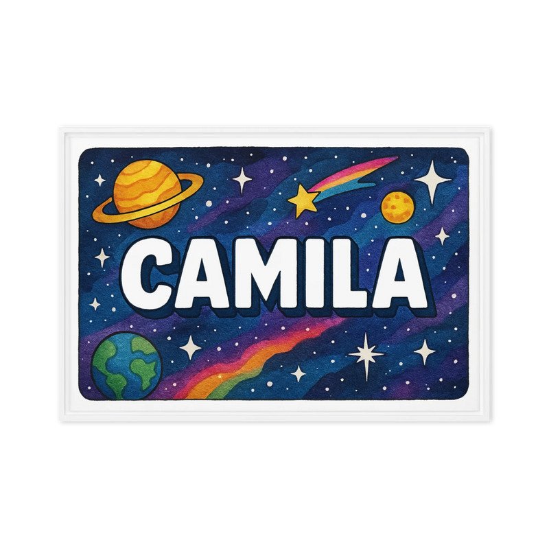 Camila Name Art - Space Explorers personalized wall print for kids