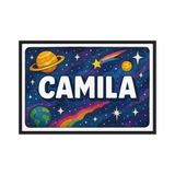 Camila Name Art - Space Explorers personalized wall print for kids