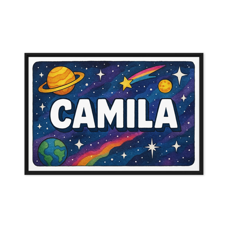 Camila Name Art - Space Explorers personalized wall print for kids