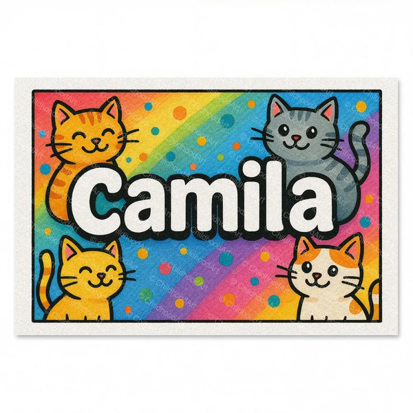 Camila Colorful Cats Name Art