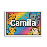 Camila Name Art - Colorful Cats personalized wall print for kids