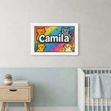 Camila Name Art - Colorful Cats personalized wall print for kids