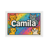 Camila Name Art - Colorful Cats personalized wall print for kids