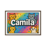 Camila Name Art - Colorful Cats personalized wall print for kids
