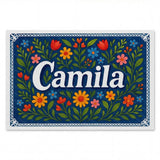 Camila Name Art - Floral Farmhouse personalized wall print for kids
