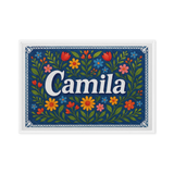 Camila Name Art - Floral Farmhouse personalized wall print for kids