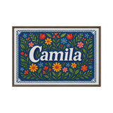 Camila Name Art - Floral Farmhouse personalized wall print for kids