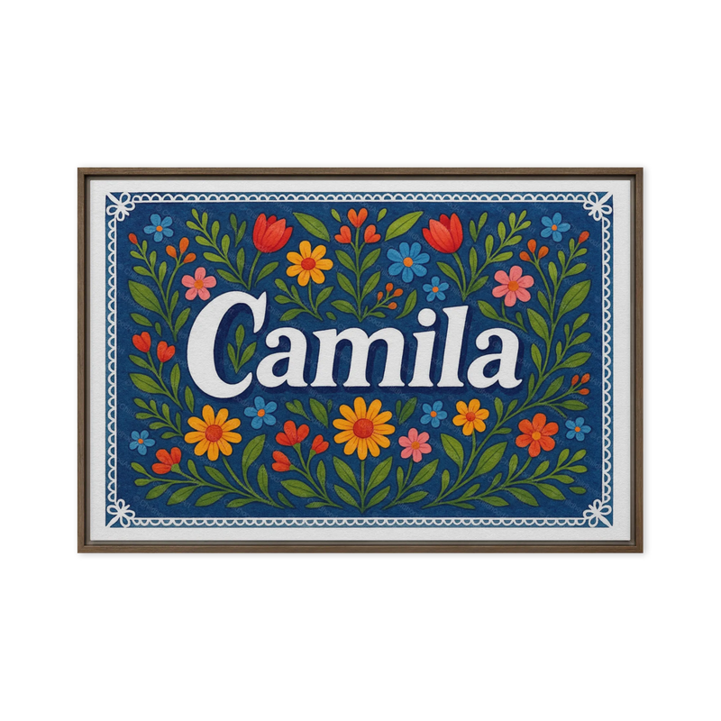Camila Name Art - Floral Farmhouse personalized wall print for kids