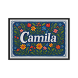 Camila Name Art - Floral Farmhouse personalized wall print for kids