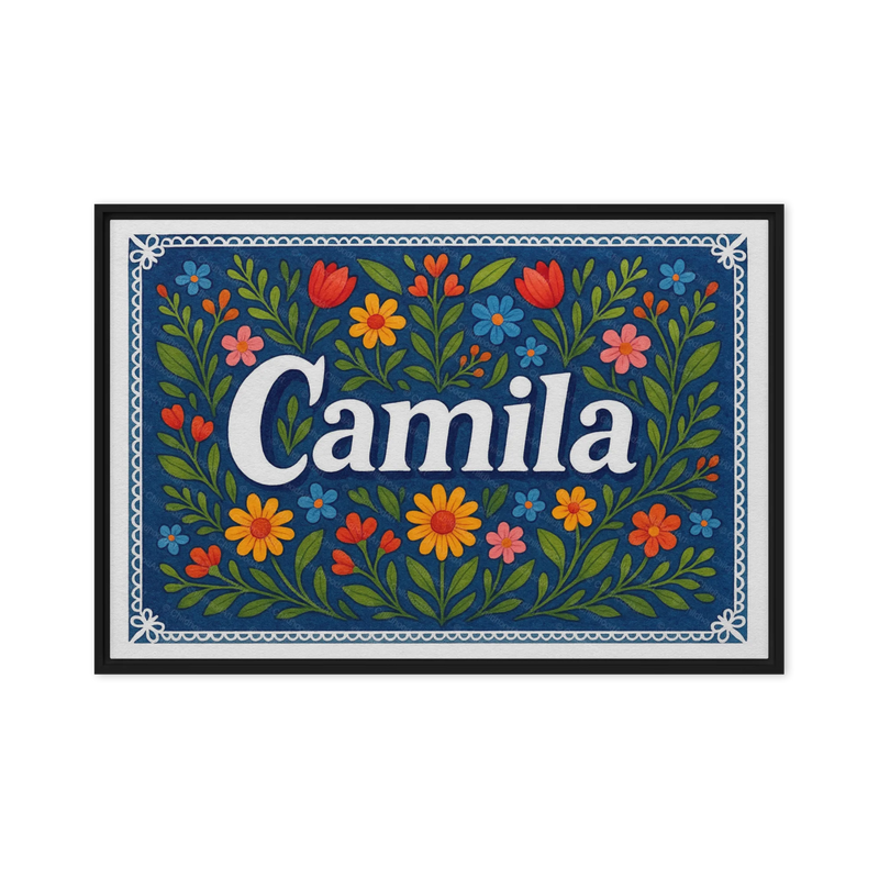 Camila Name Art - Floral Farmhouse personalized wall print for kids