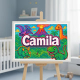 Camila Name Art - Dinosaur Adventure personalized wall print for kids