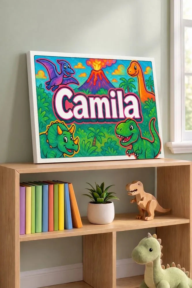 Camila Name Art - Dinosaur Adventure personalized wall print for kids