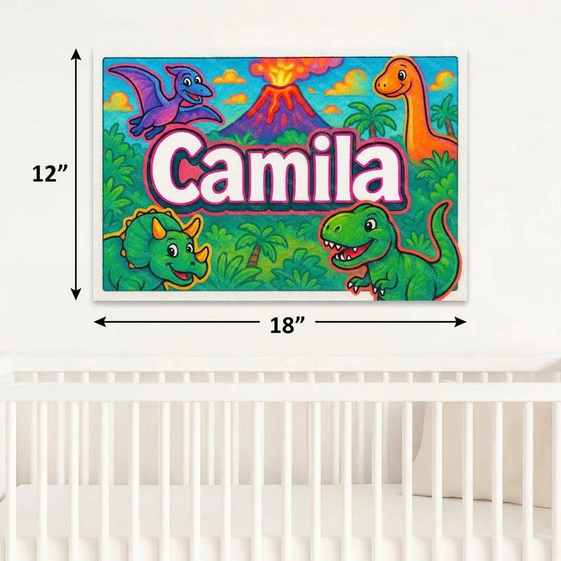 Camila Name Art - Dinosaur Adventure personalized wall print for kids