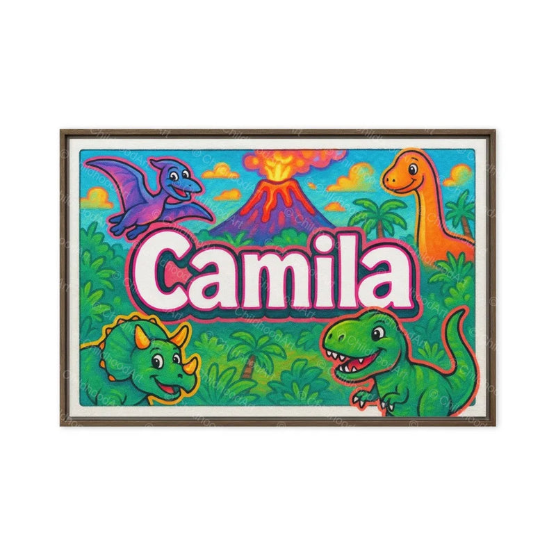 Camila Name Art - Dinosaur Adventure personalized wall print for kids