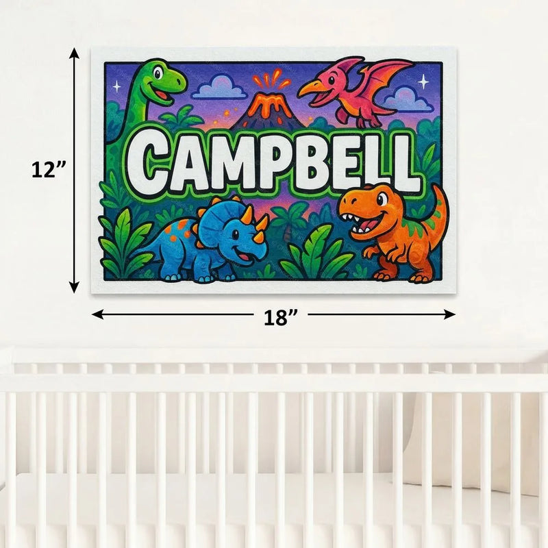 Campbell Name Art - Dinosaur Adventure personalized wall print for kids