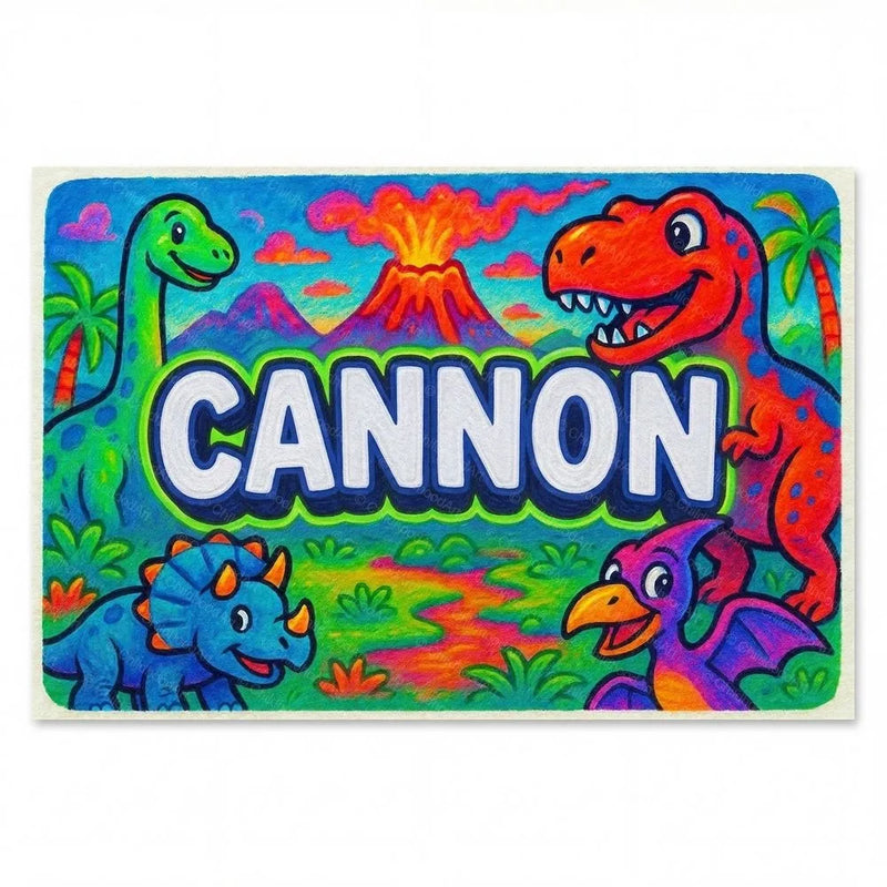 Cannon Name Art - Dinosaur Adventure personalized wall print for kids