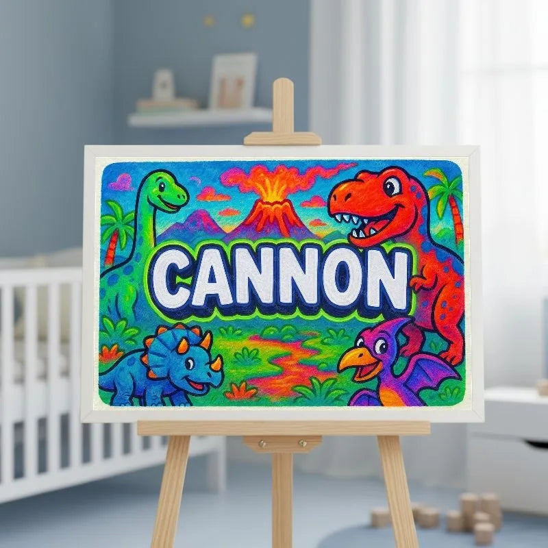 Cannon Name Art - Dinosaur Adventure personalized wall print for kids