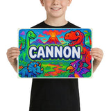 Cannon Name Art - Dinosaur Adventure personalized wall print for kids