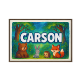 Carson Name Art - Forest Friends personalized wall print for kids
