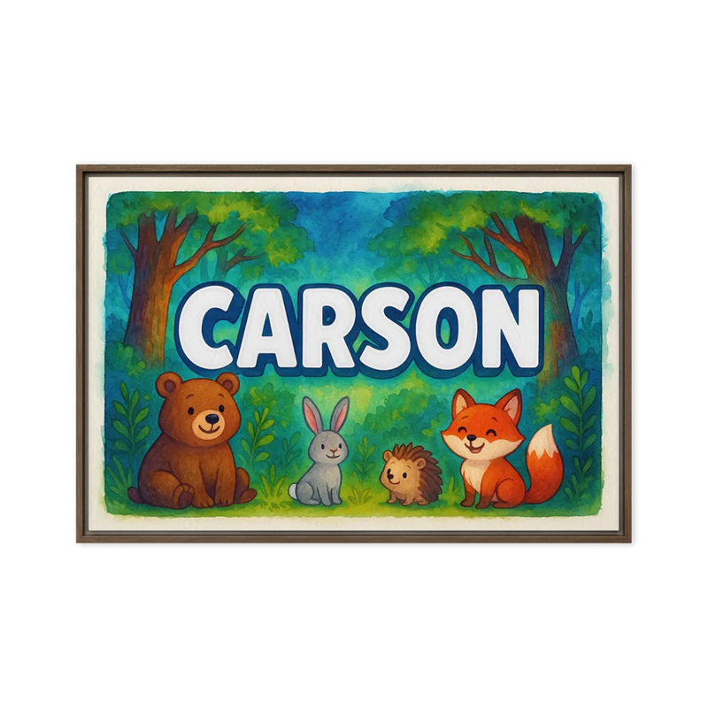 Carson Name Art - Forest Friends personalized wall print for kids