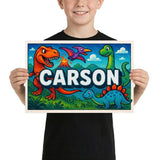 Carson Name Art - Dinosaur Adventure personalized wall print for kids