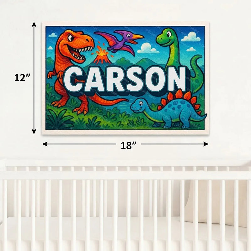 Carson Name Art - Dinosaur Adventure personalized wall print for kids