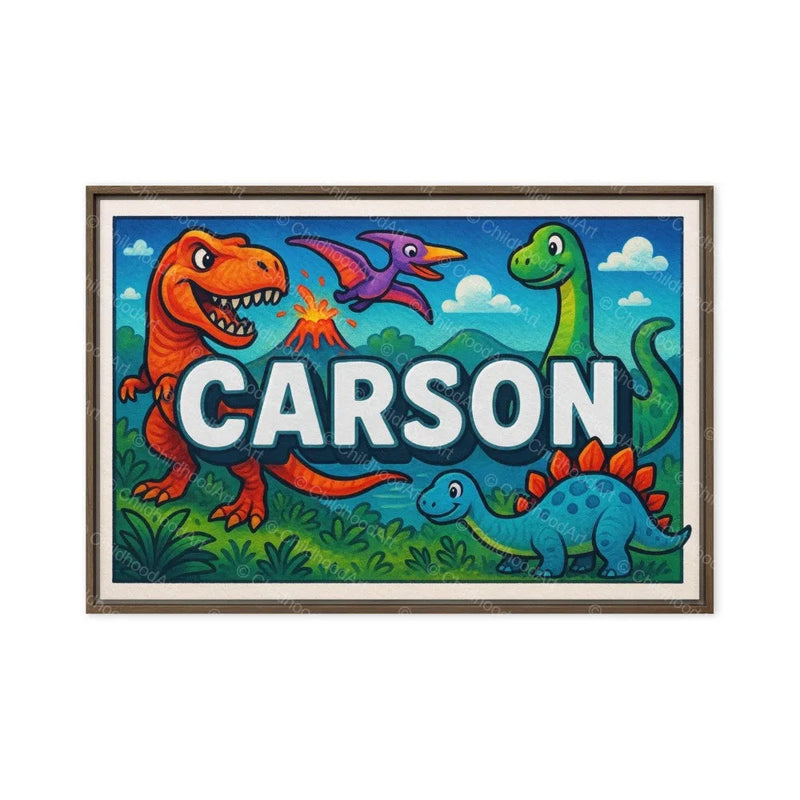 Carson Name Art - Dinosaur Adventure personalized wall print for kids