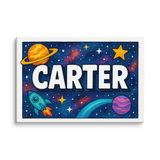 Carter Name Art - Space Explorers personalized wall print for kids