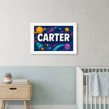 Carter Name Art - Space Explorers personalized wall print for kids