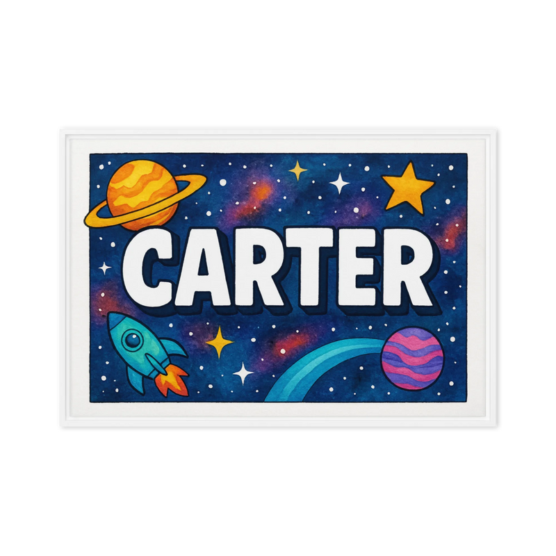 Carter Name Art - Space Explorers personalized wall print for kids