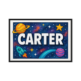 Carter Name Art - Space Explorers personalized wall print for kids