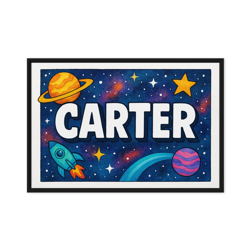 Carter Name Art - Space Explorers personalized wall print for kids