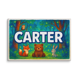 Carter Name Art - Forest Friends personalized wall print for kids