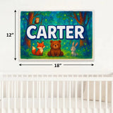 Carter Name Art - Forest Friends personalized wall print for kids