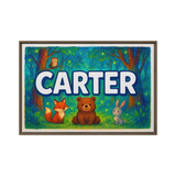 Carter Name Art - Forest Friends personalized wall print for kids