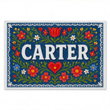 Carter Name Art - Floral Farmhouse personalized wall print for kids