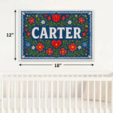 Carter Name Art - Floral Farmhouse personalized wall print for kids