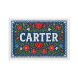 Carter Name Art - Floral Farmhouse personalized wall print for kids