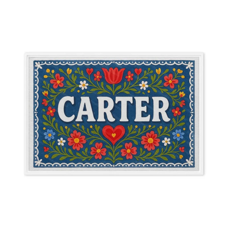 Carter Name Art - Floral Farmhouse personalized wall print for kids