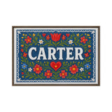 Carter Name Art - Floral Farmhouse personalized wall print for kids
