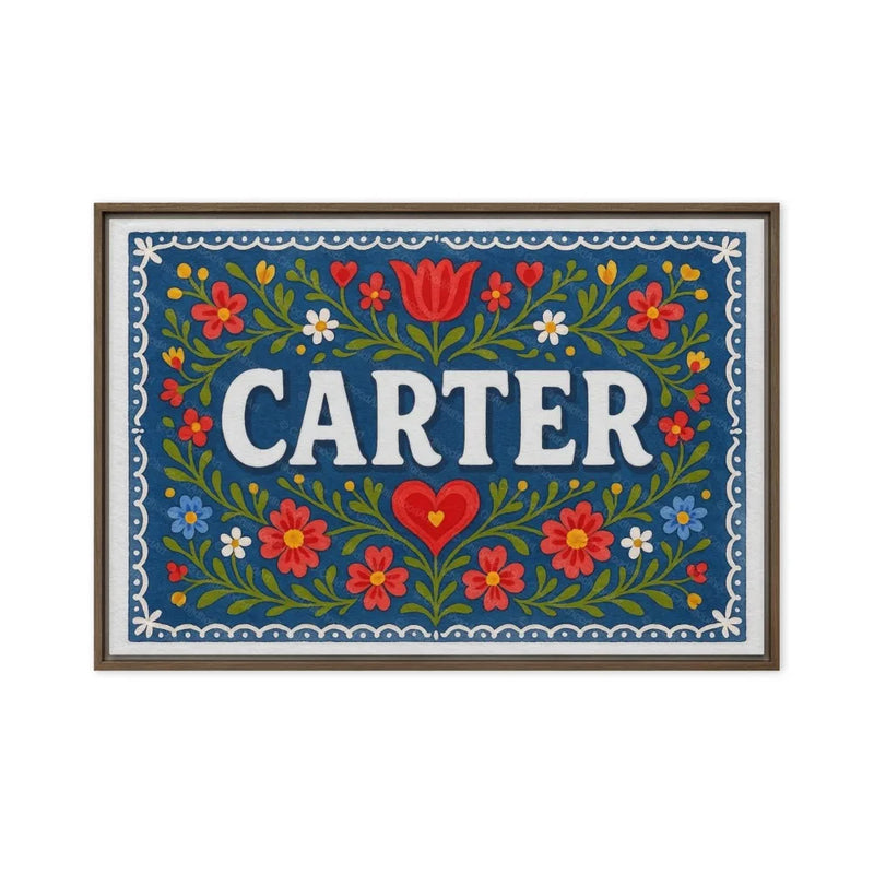 Carter Name Art - Floral Farmhouse personalized wall print for kids